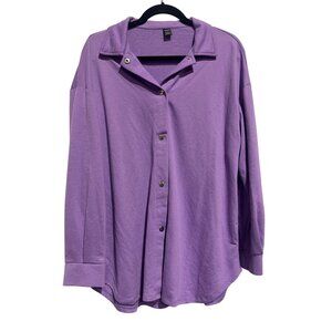 Shein Womens Long Sleeve Purple Shirt Button-Up Collar Size M